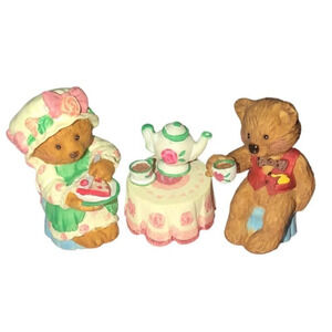 Vtg HALLMARK '97 Personalities "Tea Time" Bears Miniature Figures 3pc Set NIB